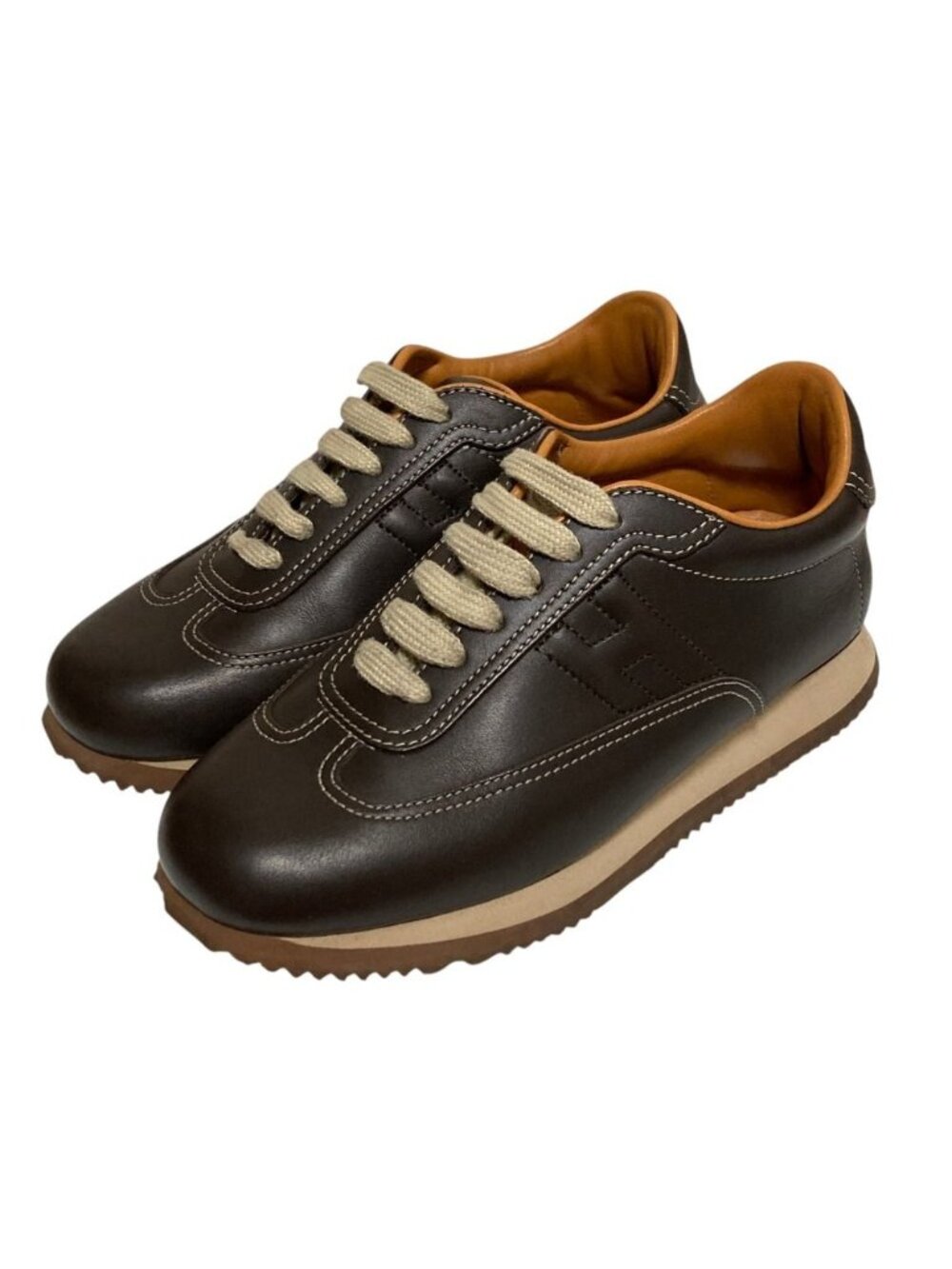 Hermes Quick Leather Sneakers Brown
